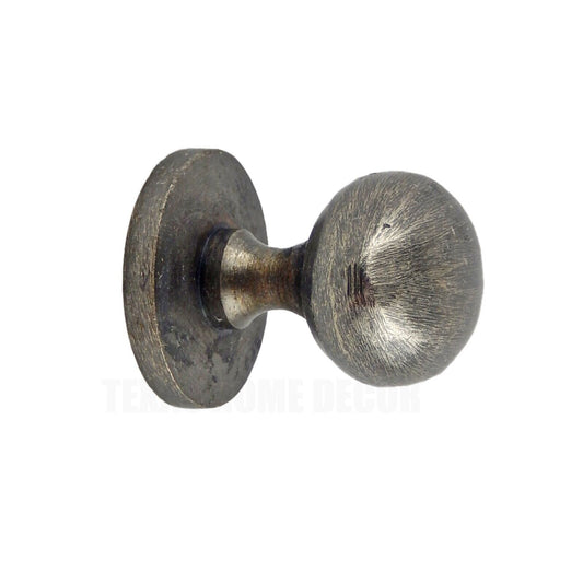 Metal Oval Cabinet Drawer Pull Knob Round Base Antique Brushed Silver