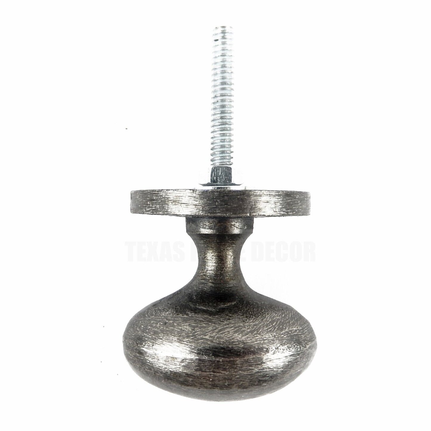 Metal Oval Cabinet Drawer Pull Knob Round Base Antique Brushed Silver
