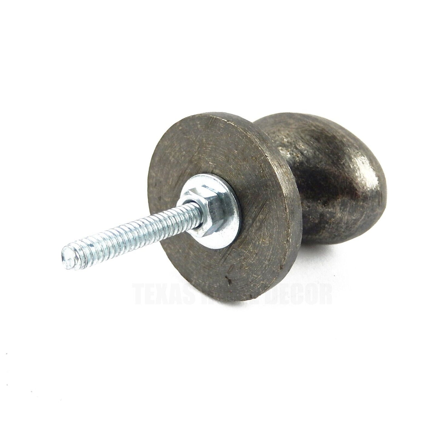 Metal Oval Cabinet Drawer Pull Knob Round Base Antique Brushed Silver
