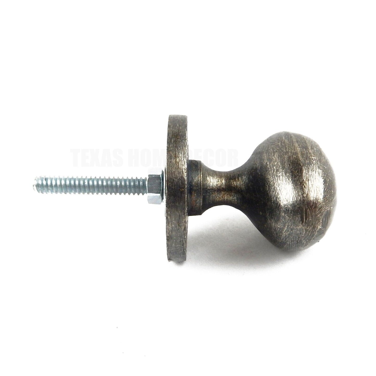 Metal Oval Cabinet Drawer Pull Knob Round Base Antique Brushed Silver