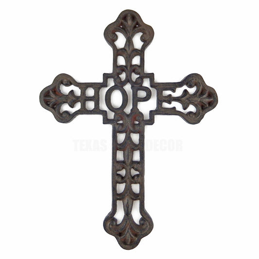 Faith Hope Love Wall Crosses Set of 3 Victorian Fleur De Lis Rustic Brown