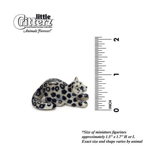 Little Critterz Miniature Collectors Snow Leopard Cub "King" Porcelain Figurine