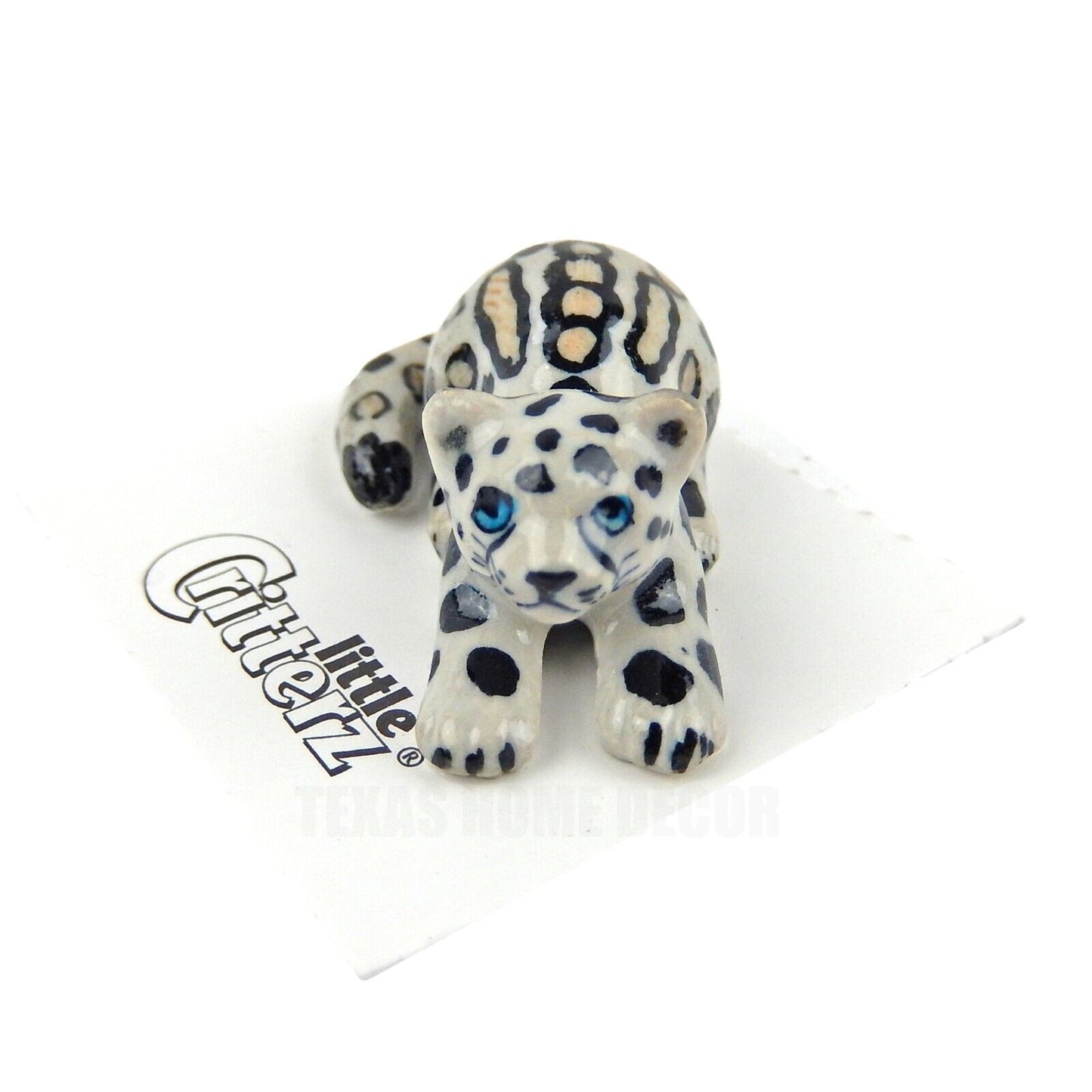 Little Critterz Miniature Collectors Snow Leopard Cub "King" Porcelain Figurine