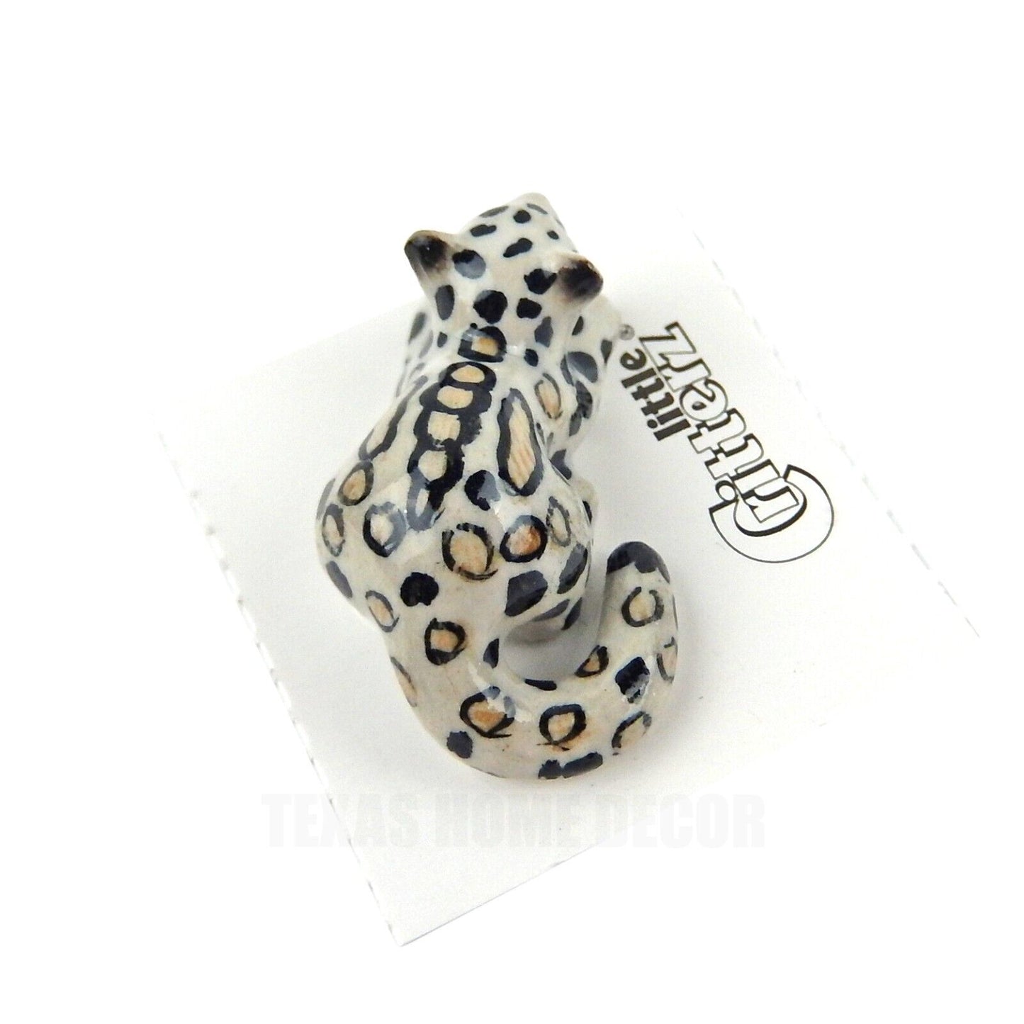 Little Critterz Miniature Collectors Snow Leopard Cub "King" Porcelain Figurine