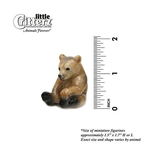 Little Critterz Miniature Collectors Brown Bear Cub "Bernie" Porcelain Figurine