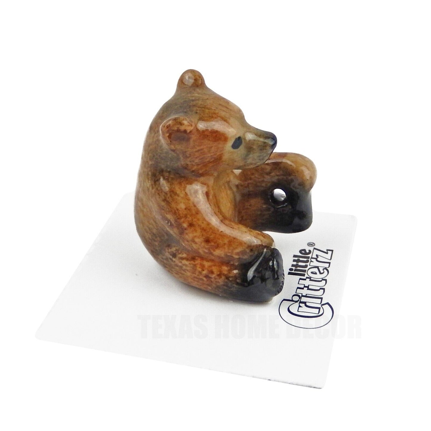 Little Critterz Miniature Collectors Brown Bear Cub "Bernie" Porcelain Figurine