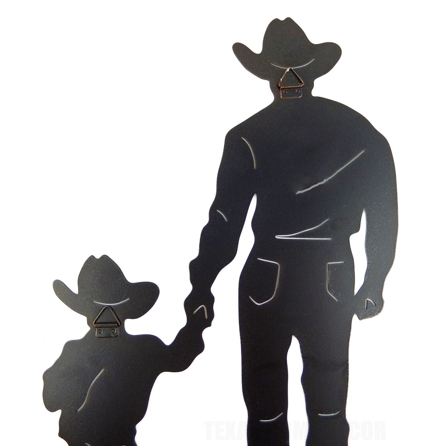 Metal Cowboy With Son Silhouette Wall Decor Rustic Western Accent 17 x 11.25 in