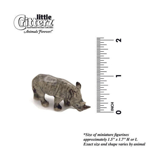 Little Critterz Miniature Collectors White Rhino "Zulu" Porcelain Figurine