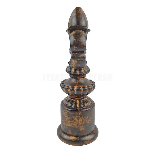Fleur De Lis Standing Finial Statue Shelf Table Mantel Top Decor Brushed Brown