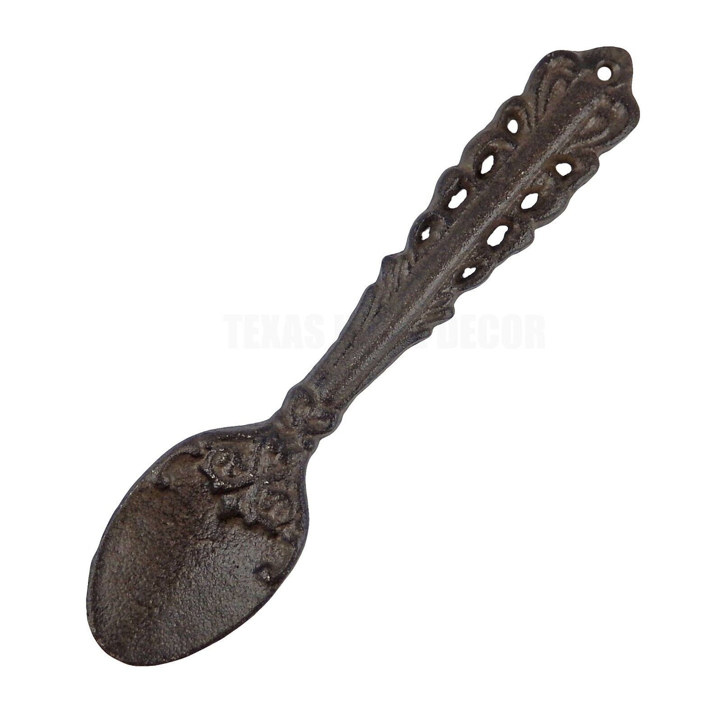 Rustic Cast Iron Decorative Spoon Kitchen Wall Decor Heavy Duty Floral Accents