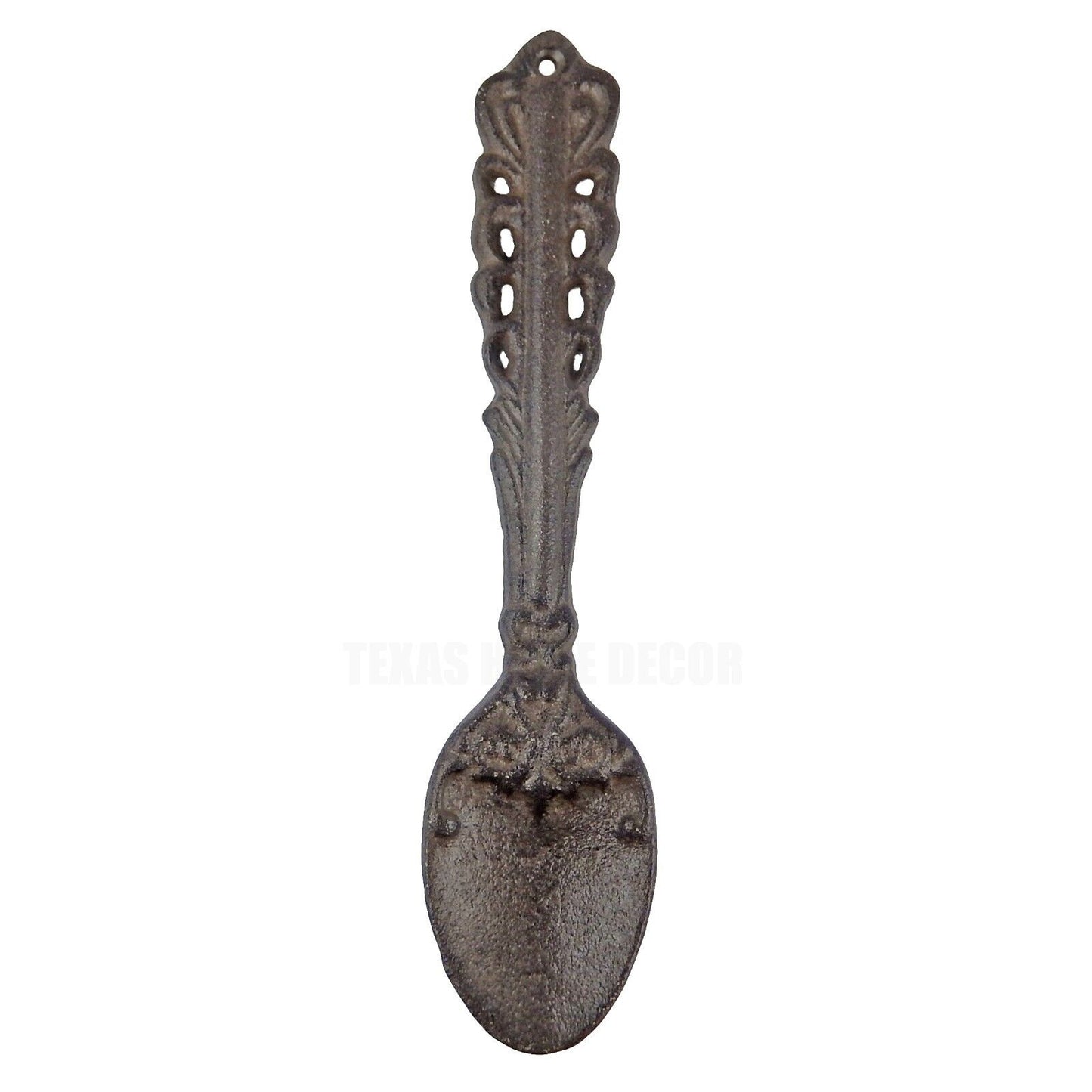 Rustic Cast Iron Decorative Spoon Kitchen Wall Decor Heavy Duty Floral Accents
