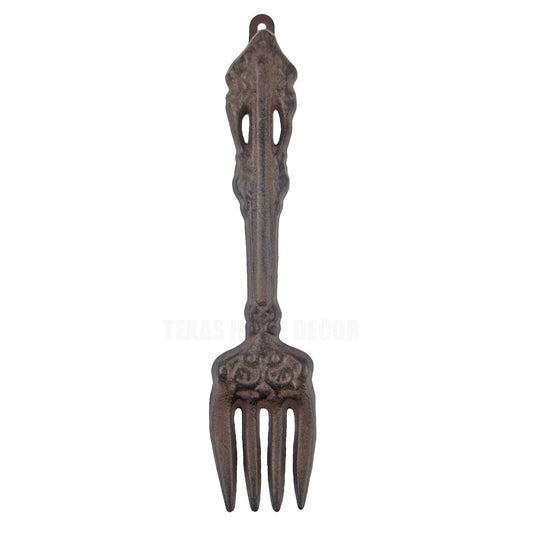 Rustic Cast Iron Decorative Fork Kitchen Wall Decor Heavy Duty Floral Accents
