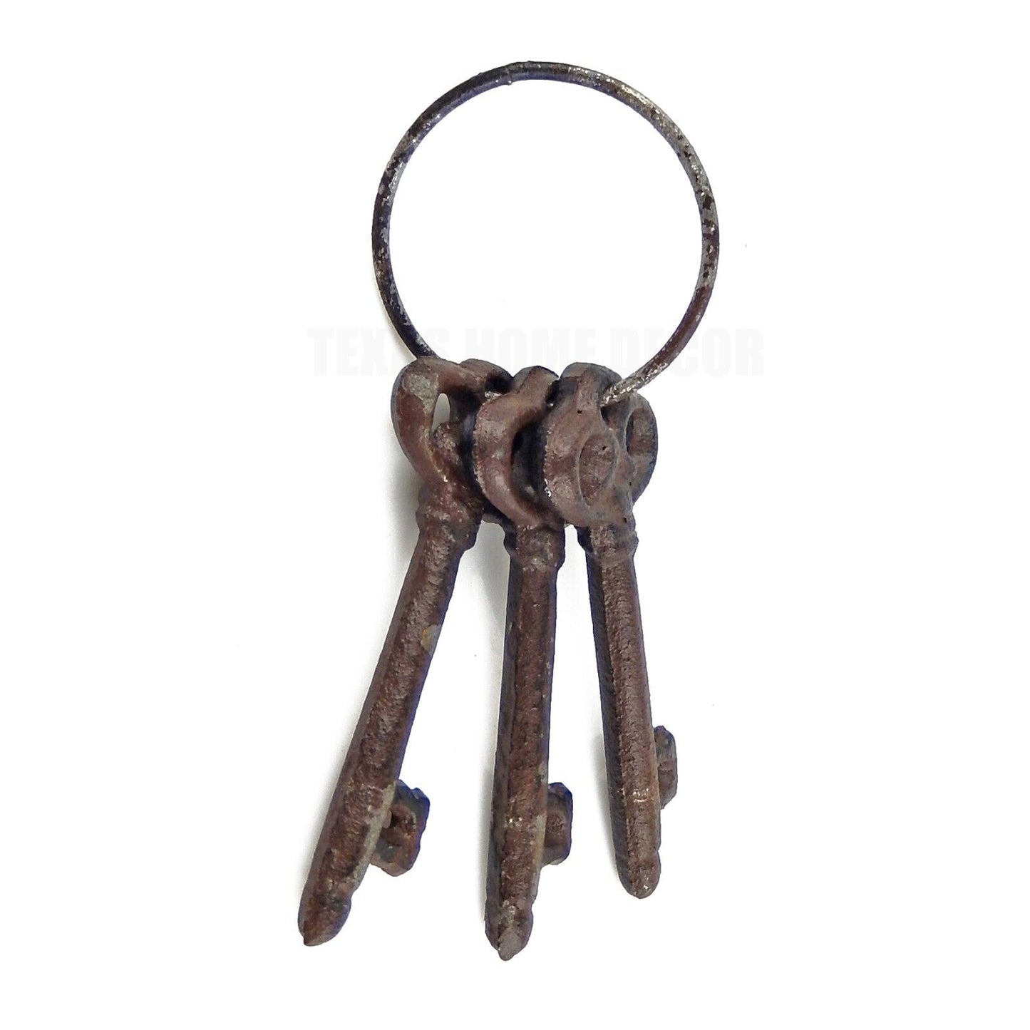 Iron Padlock With 3 Jailers Skeleton Keys On A Ring Decorative Antique Style