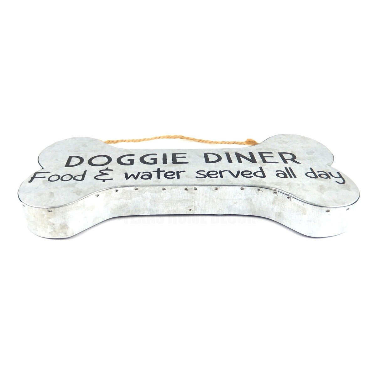 Doggie Diner Bone Sign Galvanized Metal Wall Decor Food & Water Served All Day