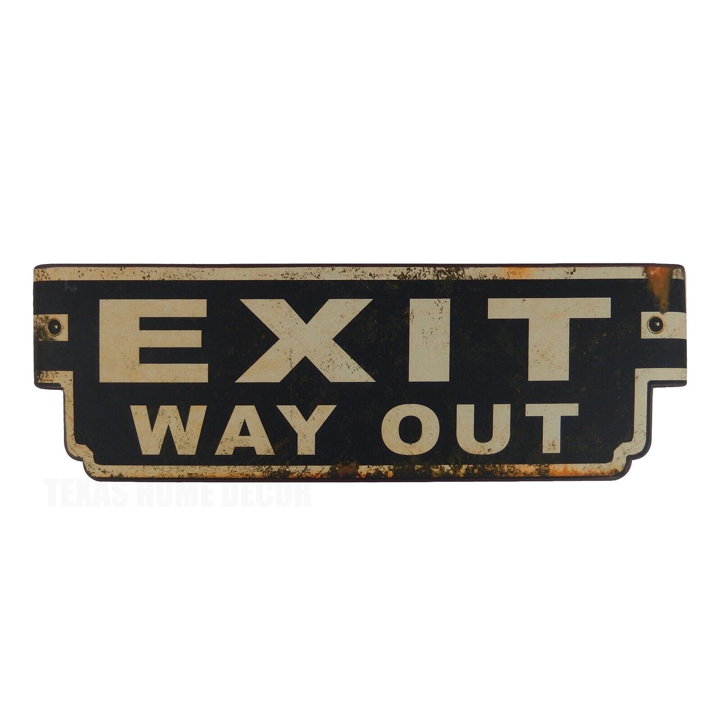 Exit Way Out Curved Metal Wall Decor Sign Vintage Style Movie Theatre Game Room