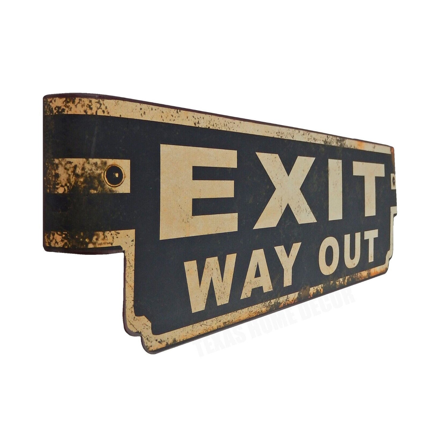 Exit Way Out Curved Metal Wall Decor Sign Vintage Style Movie Theatre Game Room