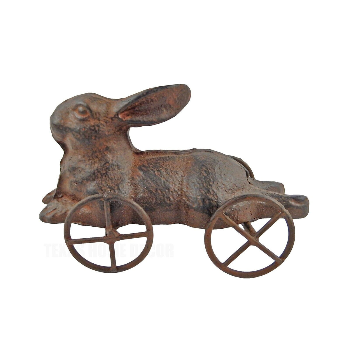 Cast Iron Bunny Rabbit On Wheels Figurine Antique Style Decorative Pull Toy