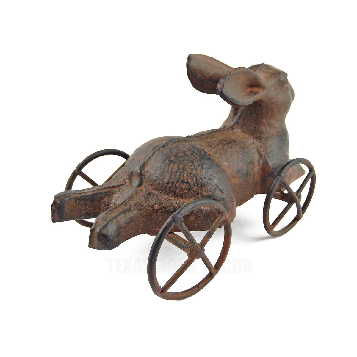 Cast Iron Bunny Rabbit On Wheels Figurine Antique Style Decorative Pull Toy