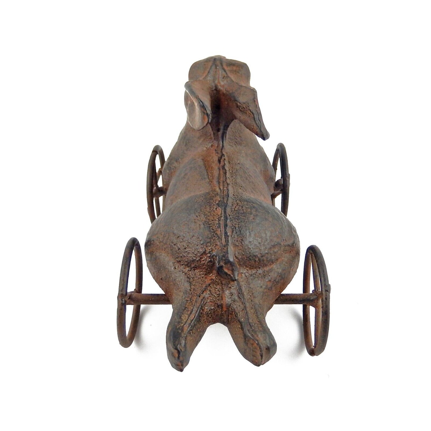 Cast Iron Bunny Rabbit On Wheels Figurine Antique Style Decorative Pull Toy