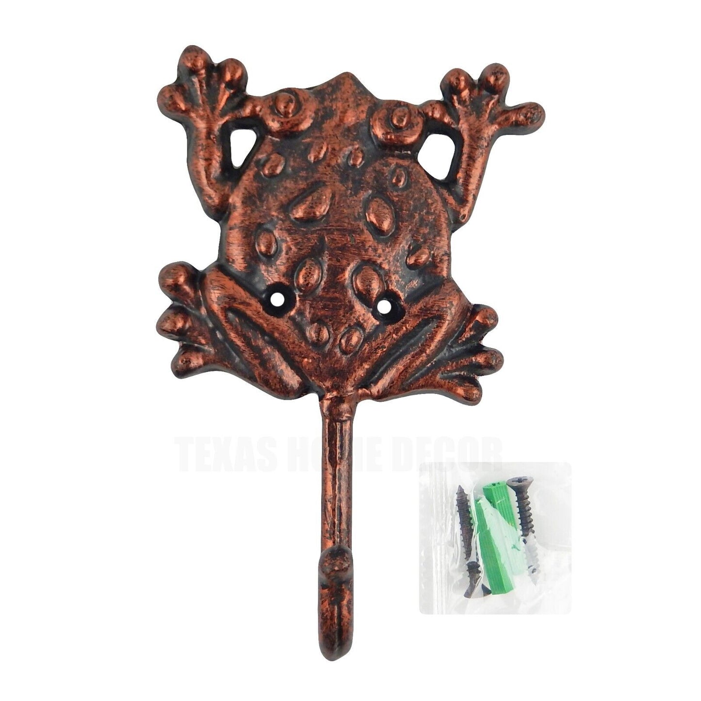 Metal Frog Wall Hook Cast Iron Key Towel Coat Hanger Rustic Copper Finish