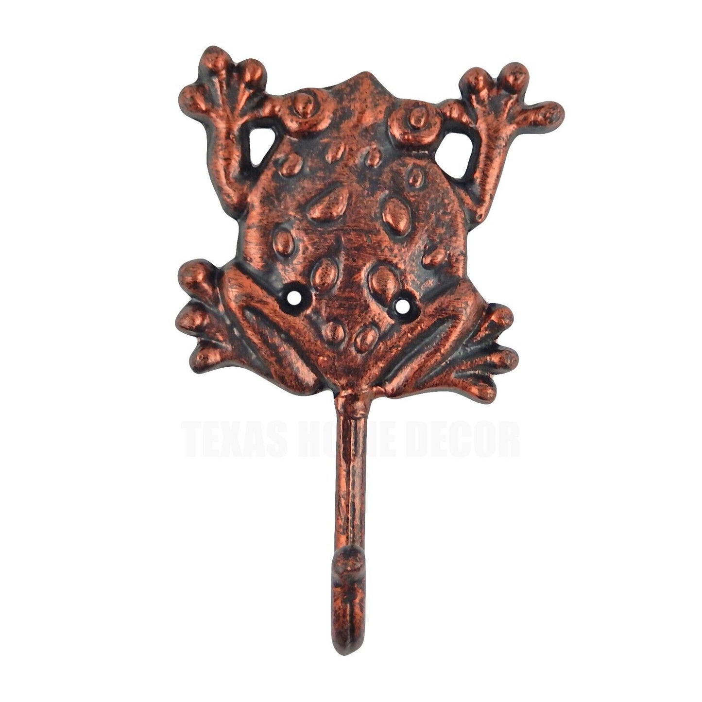 Metal Frog Wall Hook Cast Iron Key Towel Coat Hanger Rustic Copper Finish