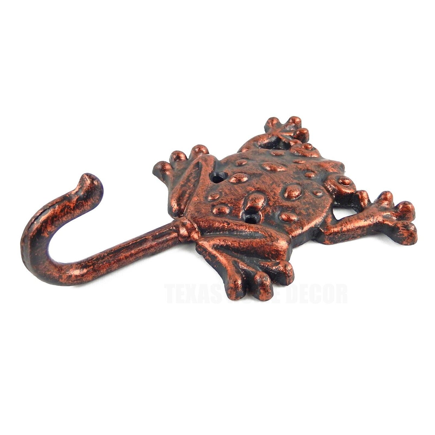 Metal Frog Wall Hook Cast Iron Key Towel Coat Hanger Rustic Copper Finish