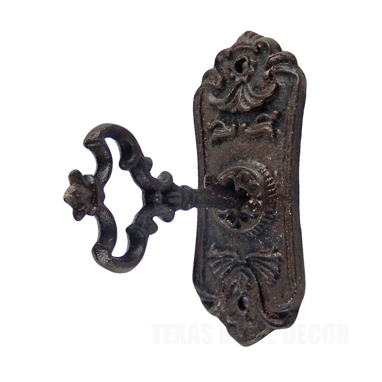 Victorian Key in Lock Hook Coat Holder Hat Towel Hanger Cast Iron Vintage Style
