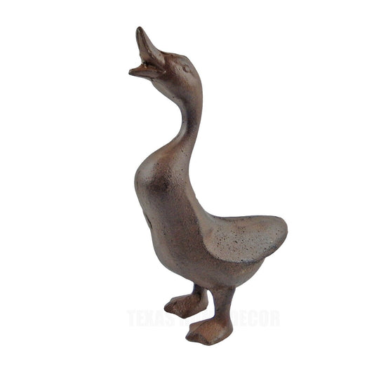 Cast Iron Duck Figurine Statue Garden Yard Pond Decor Rustic Antique Brown 9.5 inch