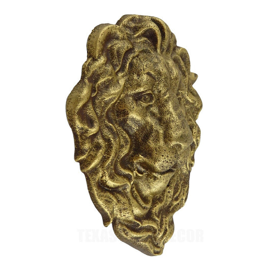 Lion Head Wall Decor Cast Iron Heavy Duty Sculpture Antique Gold 10 x 8 inch