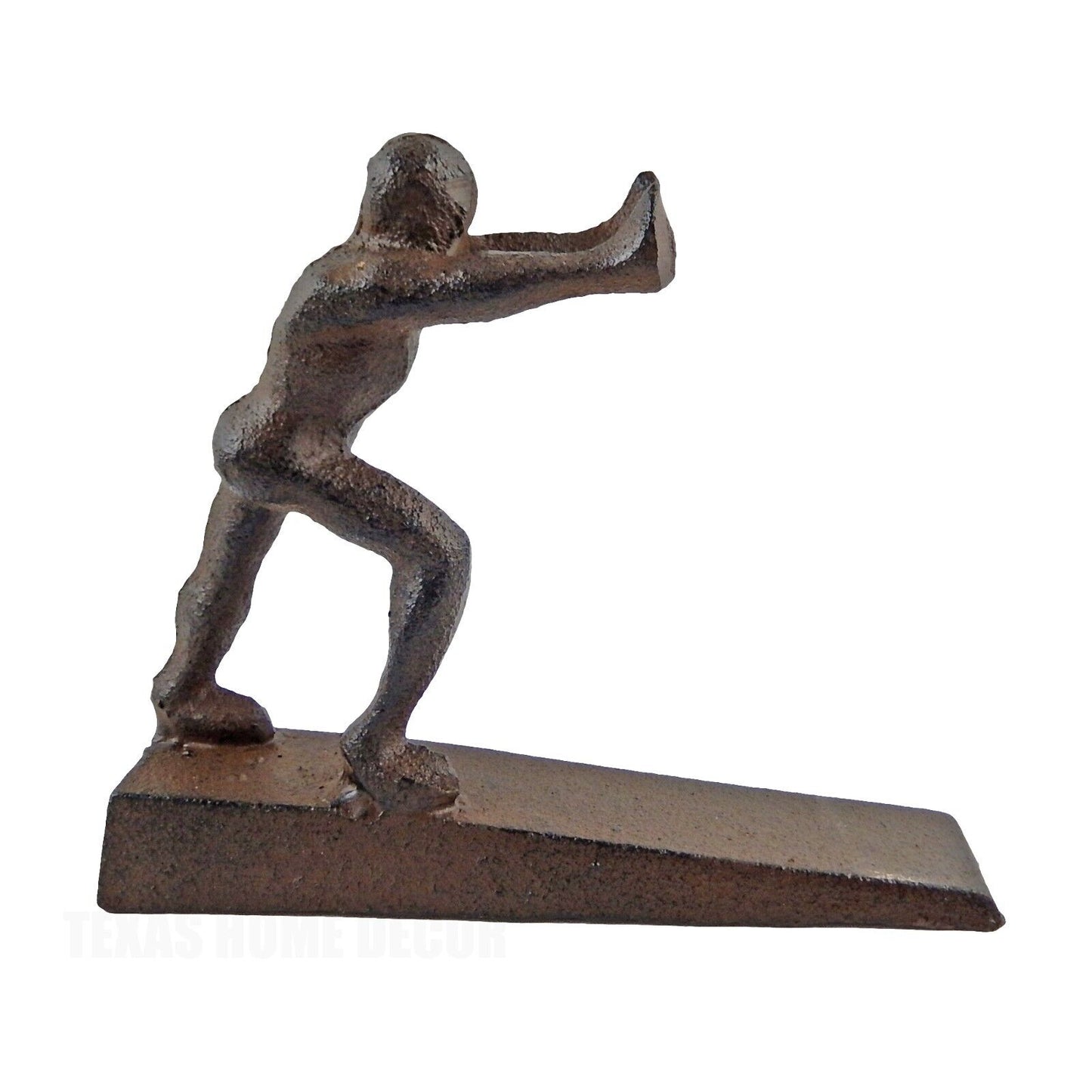 Strong Athletic Man Cast Iron Figurine Doorstop Wedge Rustic Antique Brown
