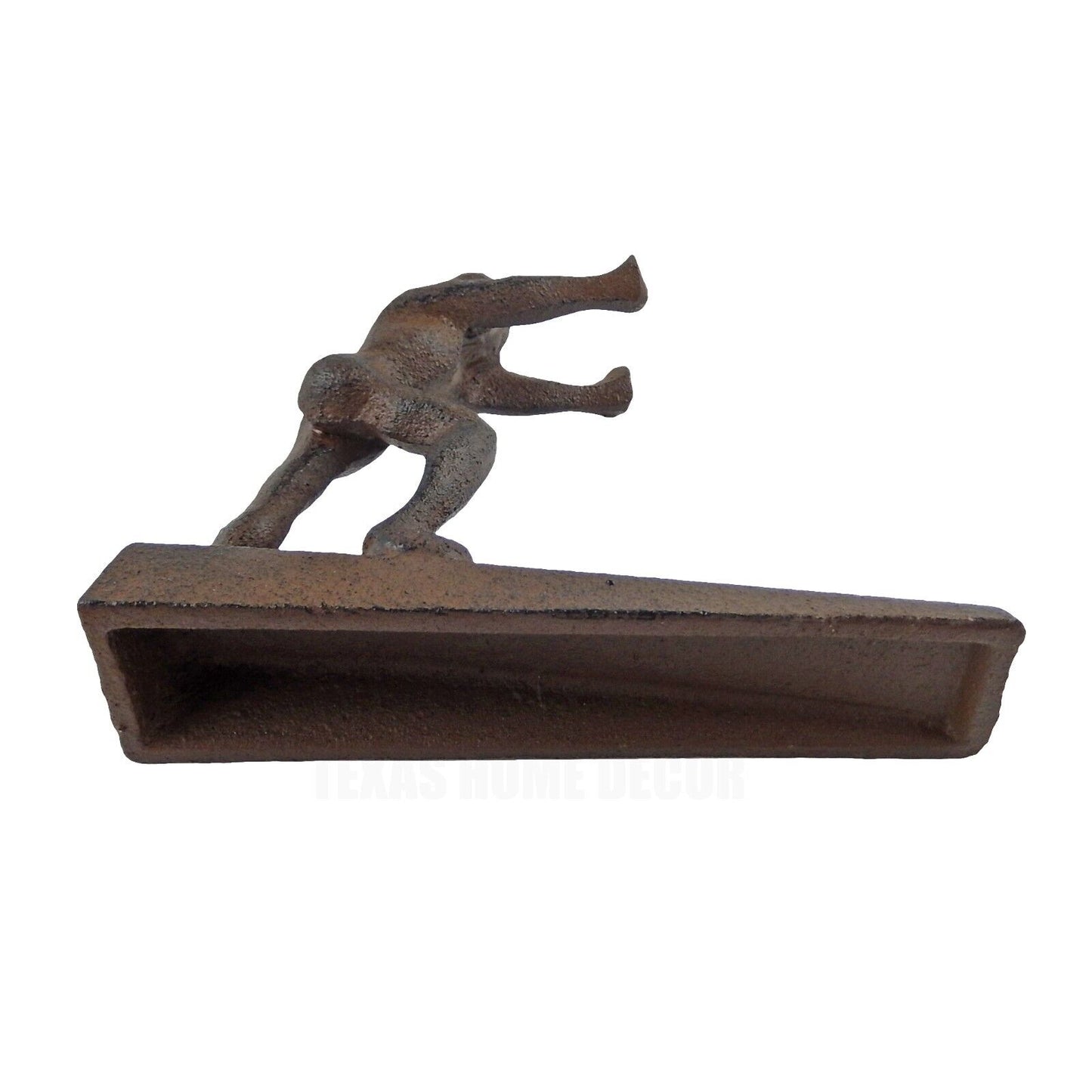 Strong Athletic Man Cast Iron Figurine Doorstop Wedge Rustic Antique Brown