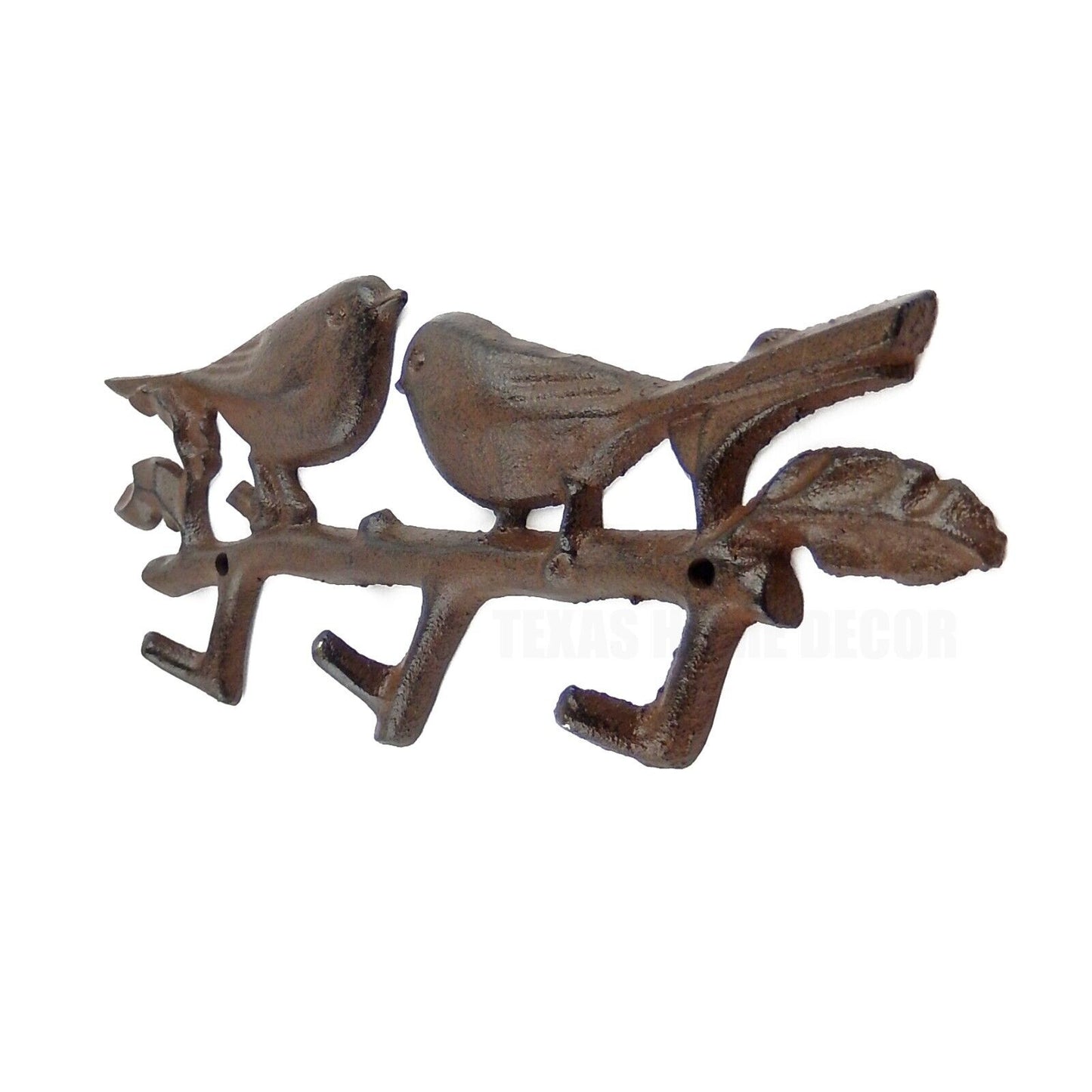 Love Birds On Branch Wall Hook Rack Cast Iron Key Towel Coat Hanger Rustic Brown