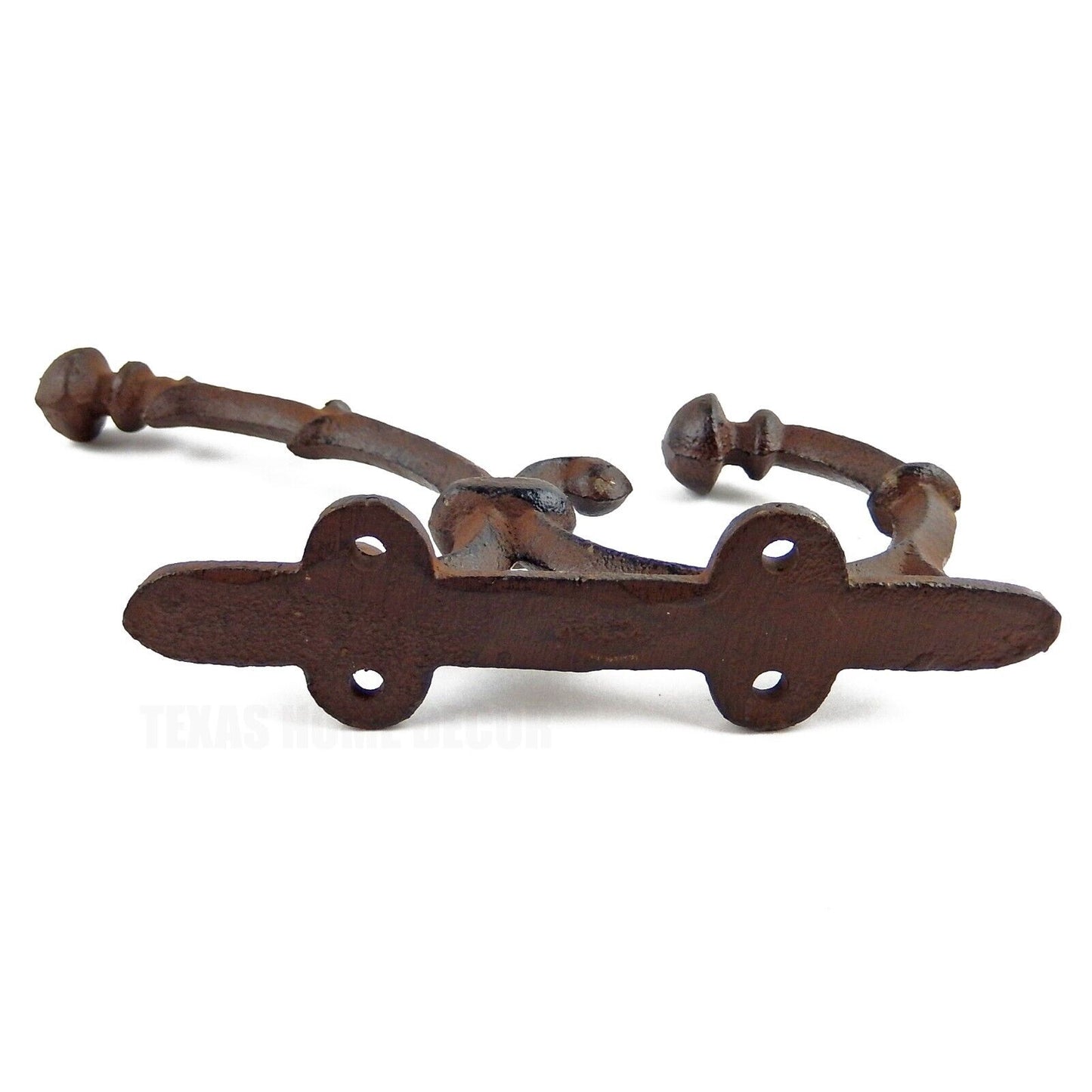 Cast Iron Fancy Vines Double Wall Hook Coat Towel Hanger Rustic Brown