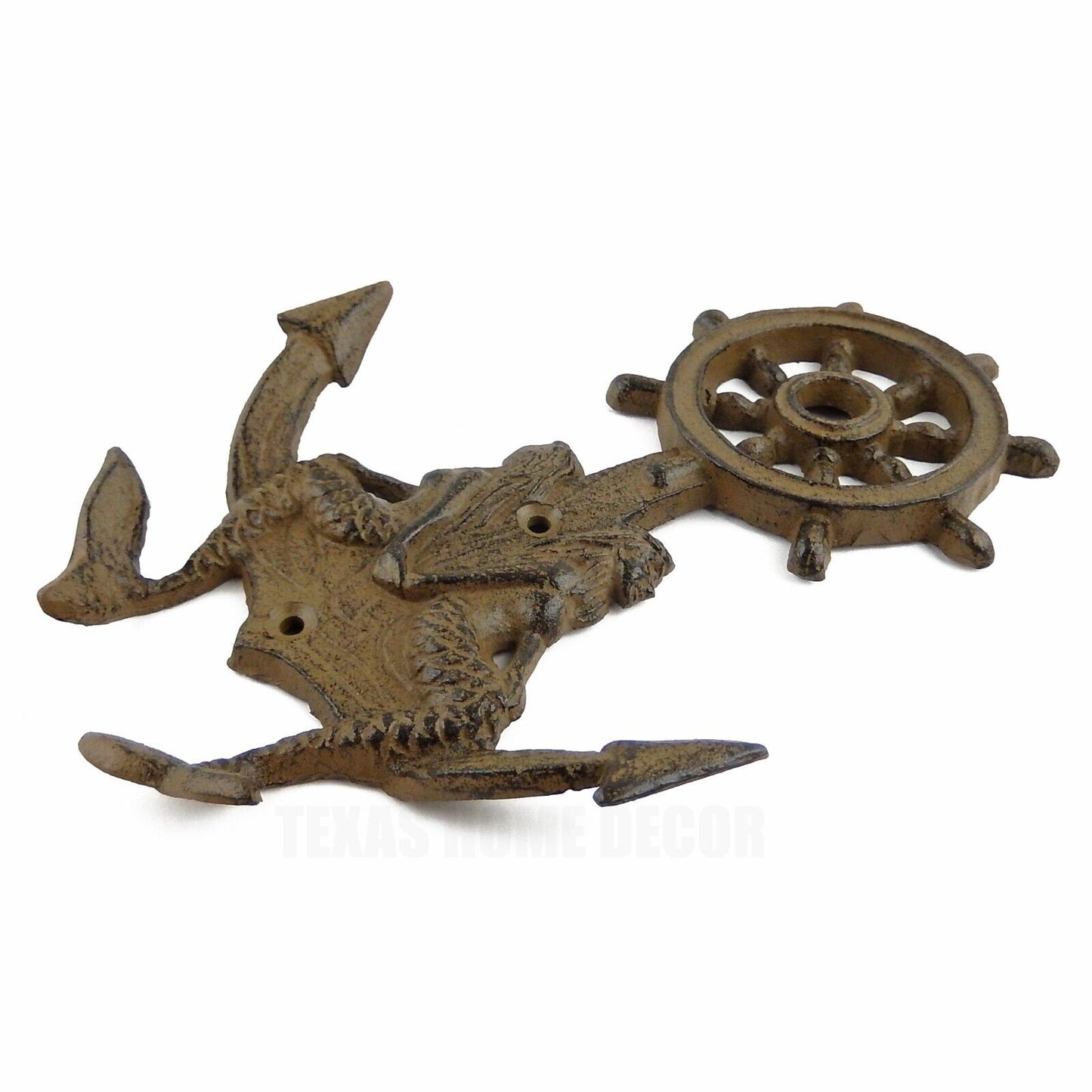 Double Mermaids Anchor Ships Wheel Wall Hook Nautical Key Towel Coat Hanger