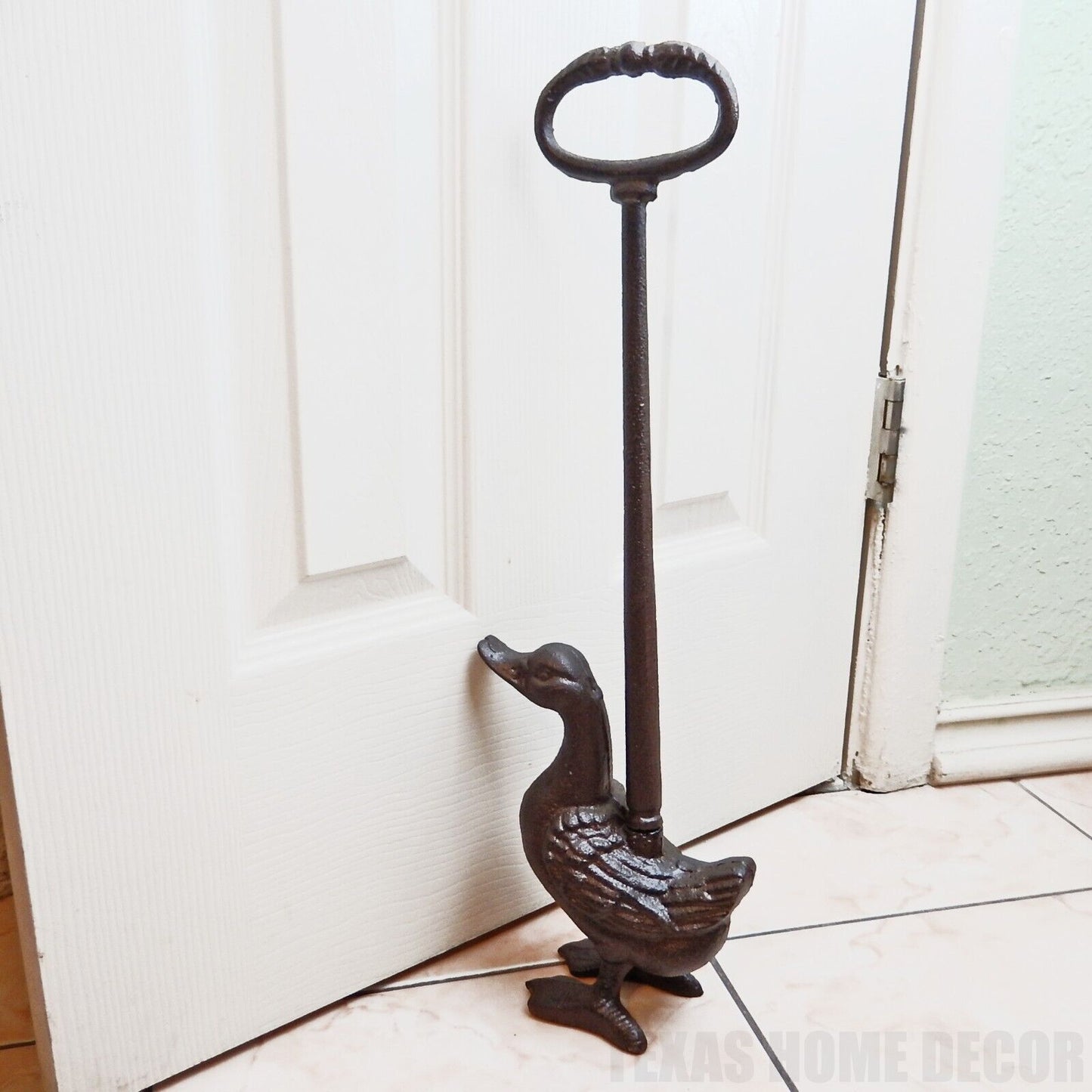 Duck Doorstop Door Porter with Handle Antique Style Cast Iron 20.5" Tall
