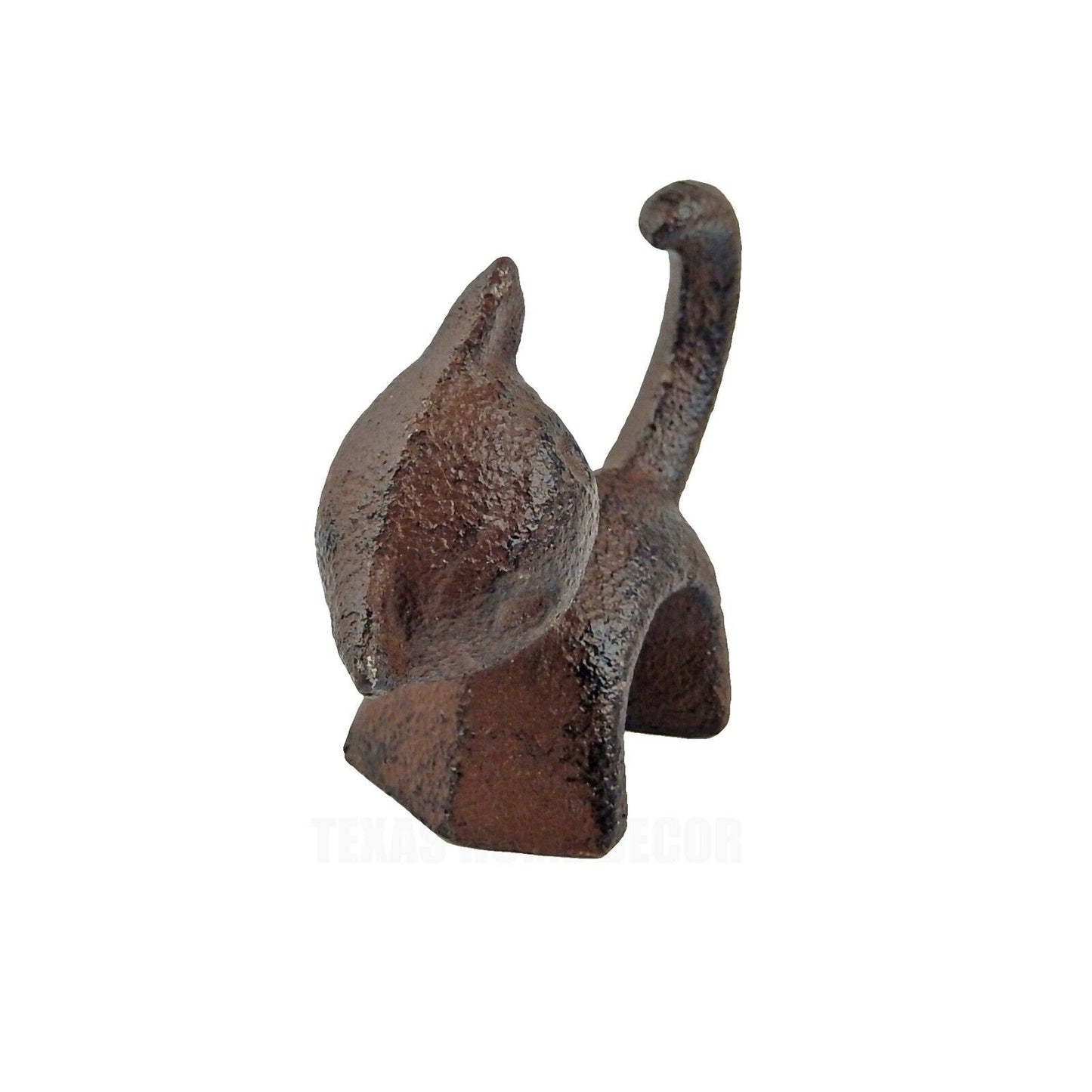 Miniature Cat Figurine Statue Cast Iron Rustic Antique Brown Shelf Sitter Decor