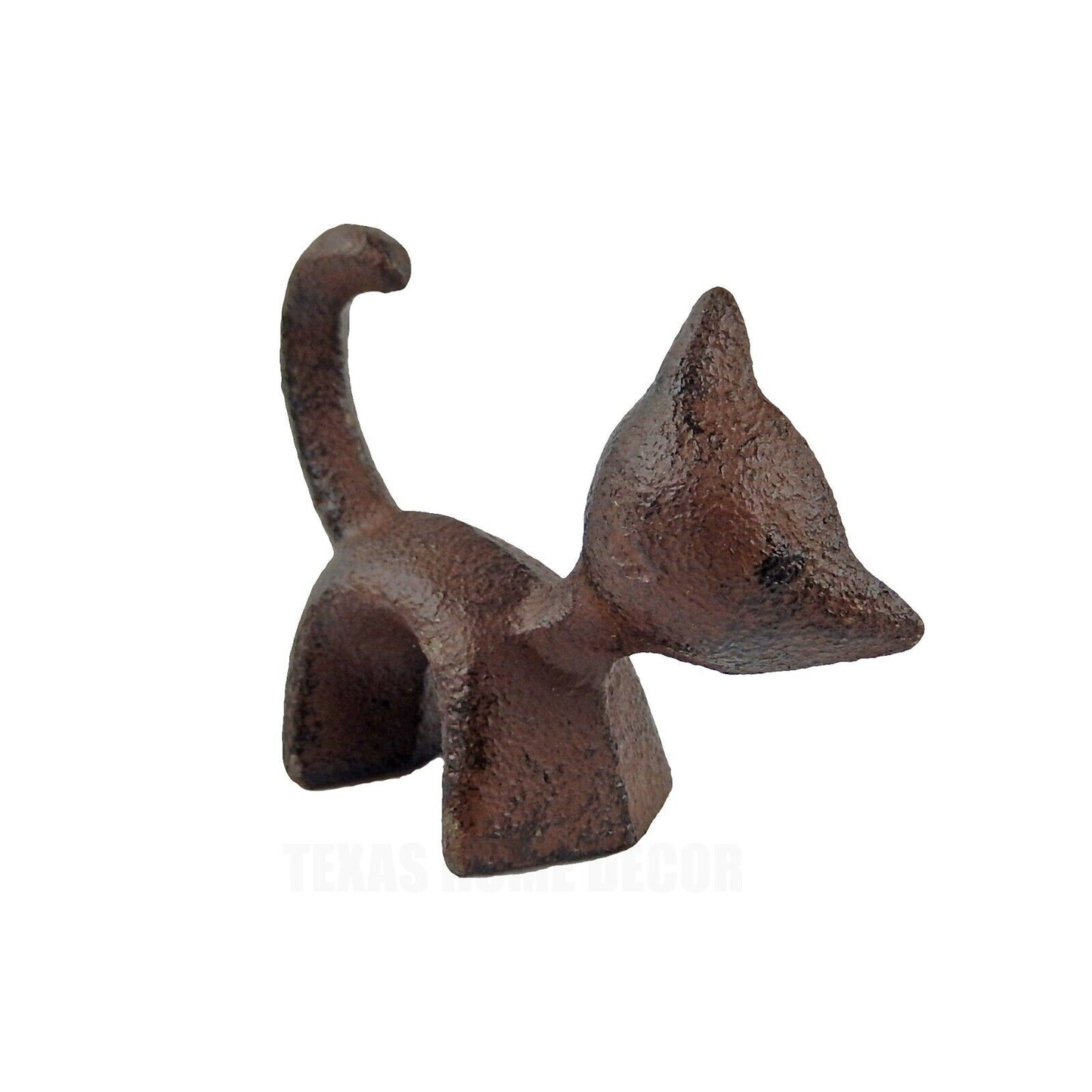 Miniature Cat Figurine Statue Cast Iron Rustic Antique Brown Shelf Sitter Decor