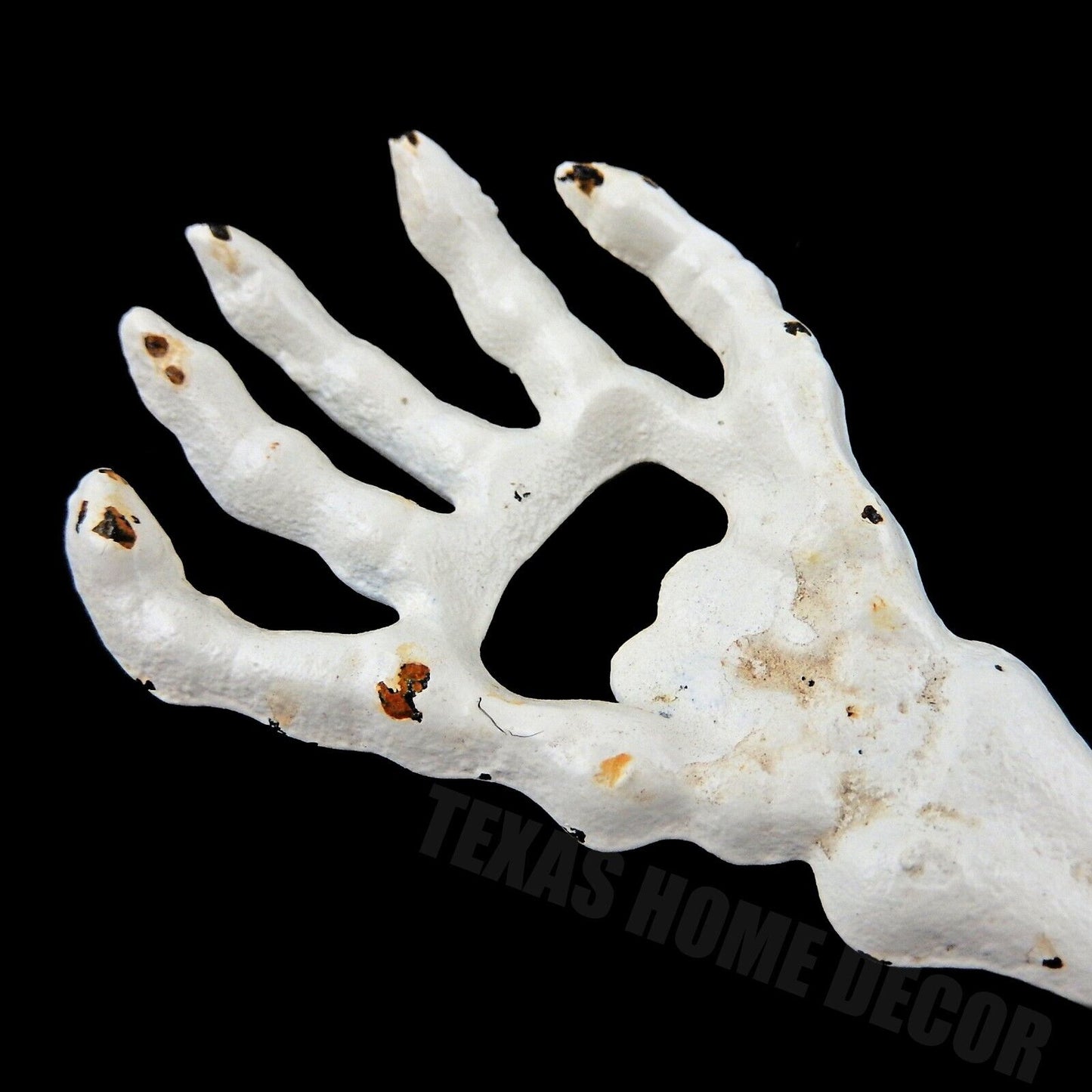 Skeleton Hand Beer Bottle Opener Hand Held Cast Iron Rusted Antique White