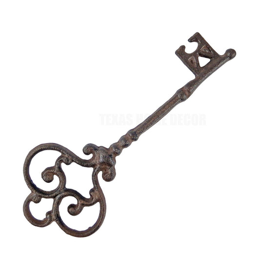 Vintage Style Large Skeleton Church Key Rustic Antique Brown Iron 9 1/2"
