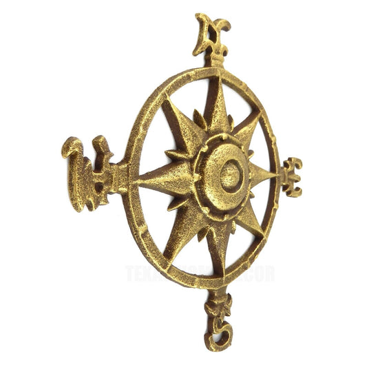 Compass Rose Nautical Star Beach House Wall Decor Rustic Gold Cast Iron