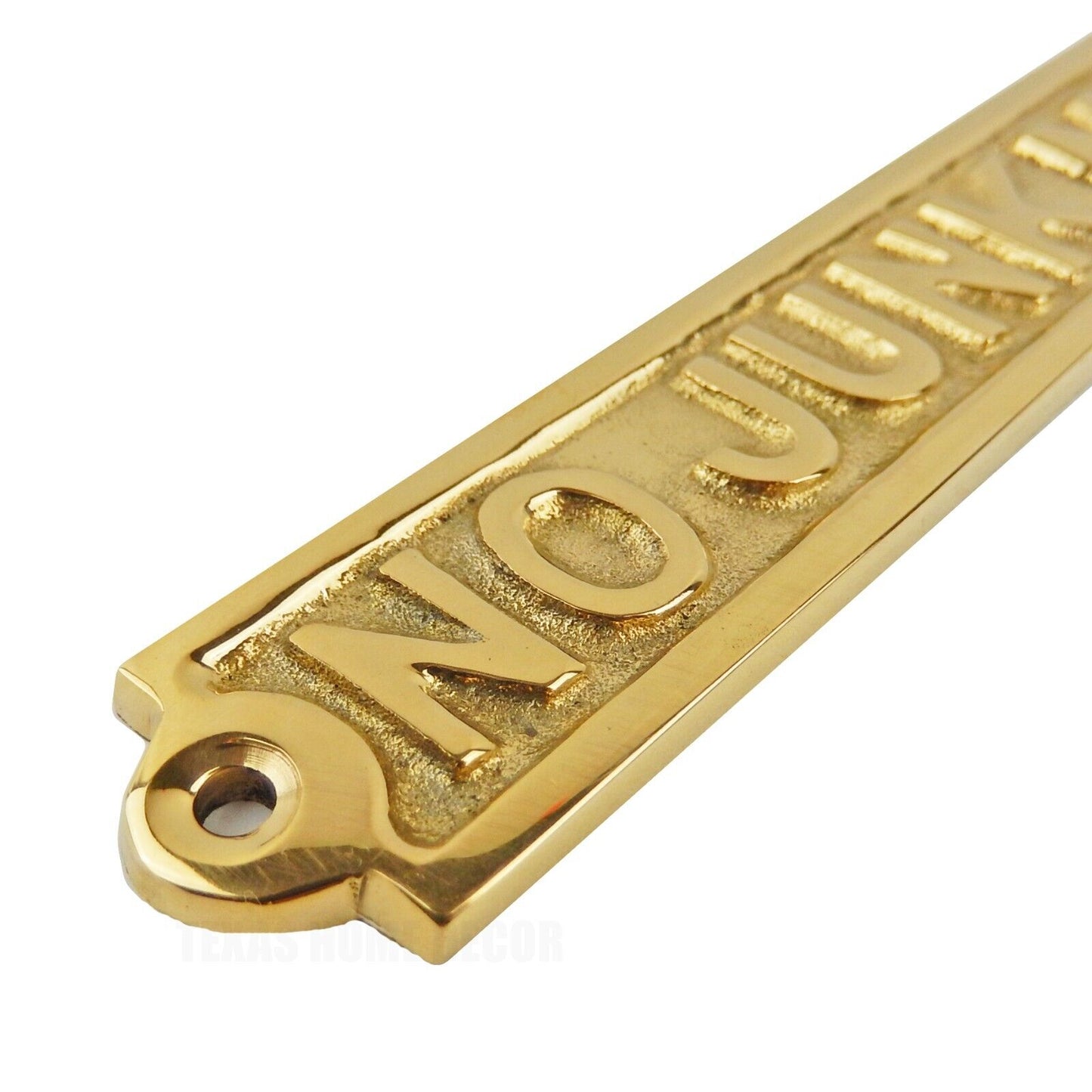 No Junk Mail Sign Polished Solid Brass Office Wall Decor Mail Box Accent 5 5/8"
