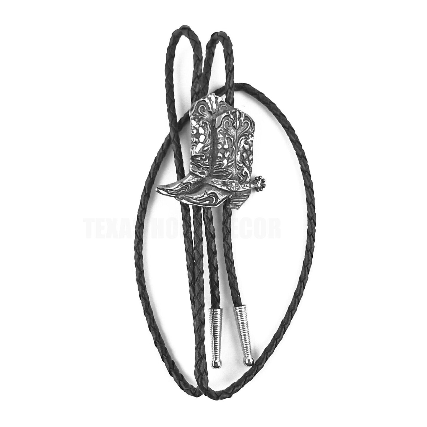 Western Cowboy Boots Floral Bolo Tie Black 36 in Braided Cord Made in USA