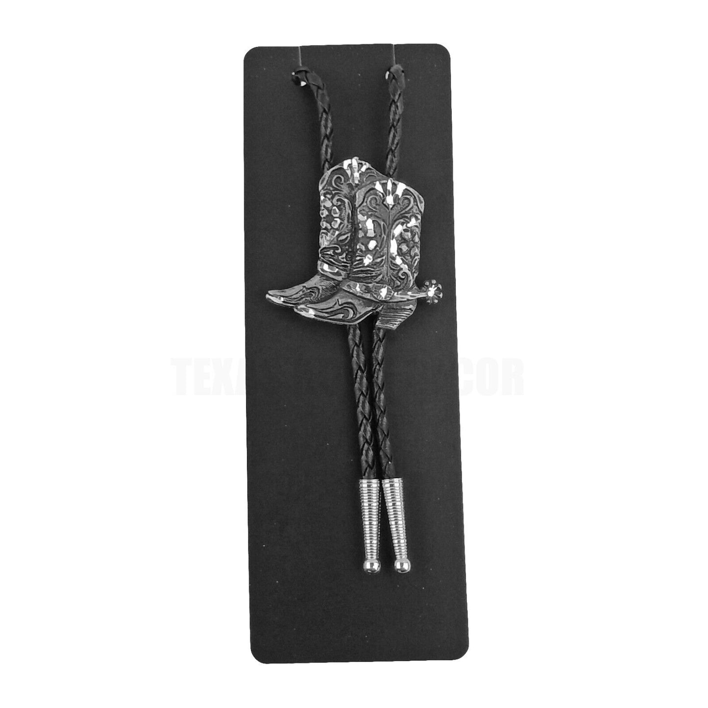 Western Cowboy Boots Floral Bolo Tie Black 36 in Braided Cord Made in USA