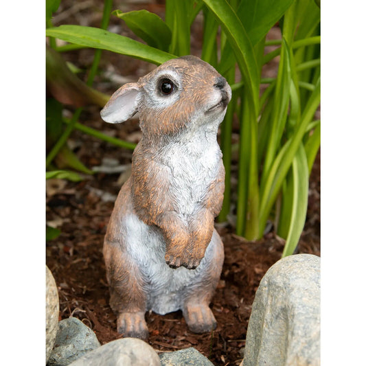Standing Easter Bunny Rabbit Figurine Statue Brown Hand Painted Polyresin 8"