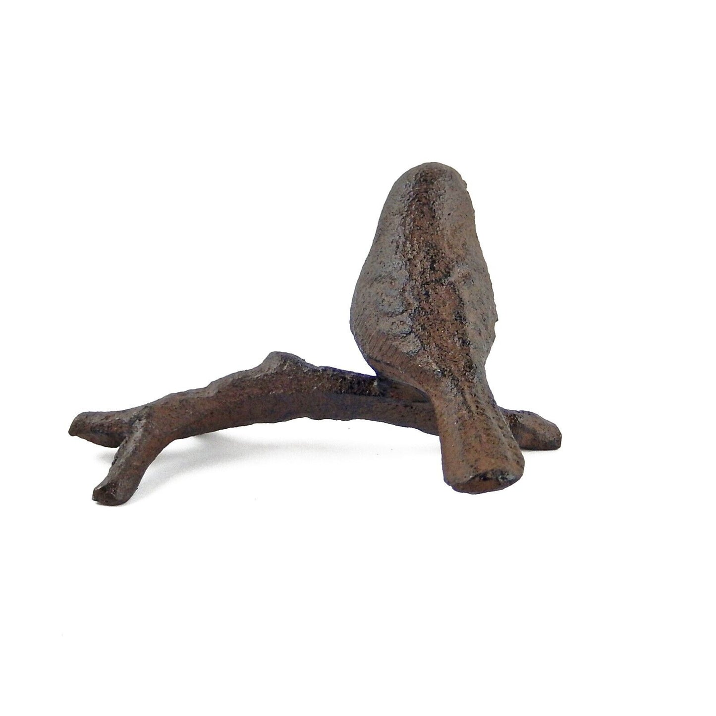 Perched Bird On Branch Figurine Rustic Cast Iron Table Top Shelf Decor Brown