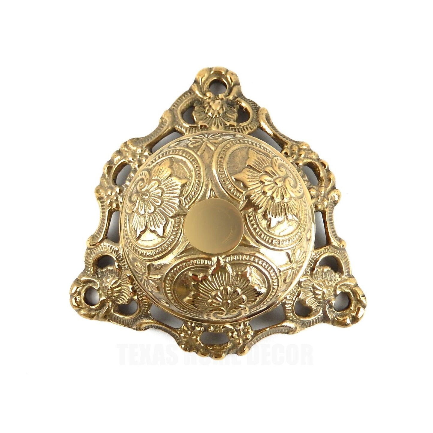 Victorian Style Service Help Desk Counter Bell Carved Floral Design Solid Brass