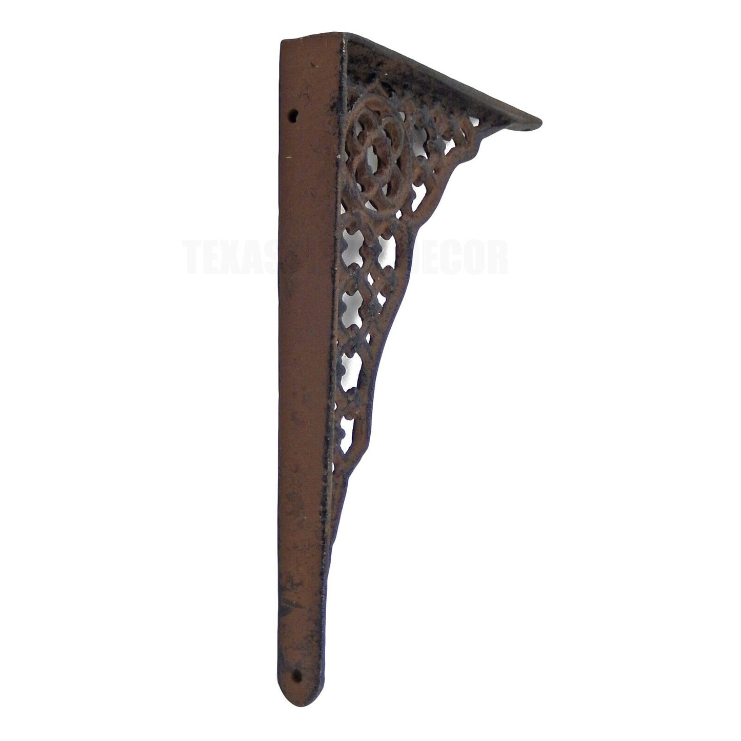2 Cast Iron Lattice Shelf Brackets Rustic Brown Antique Style 8 1/4 x 6 1/2 in