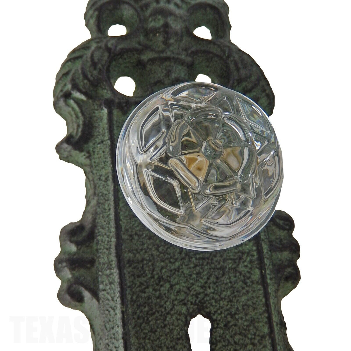 Decorative Ornate Wall Door Knob Plate With Keyhole Cast Iron Antique Green