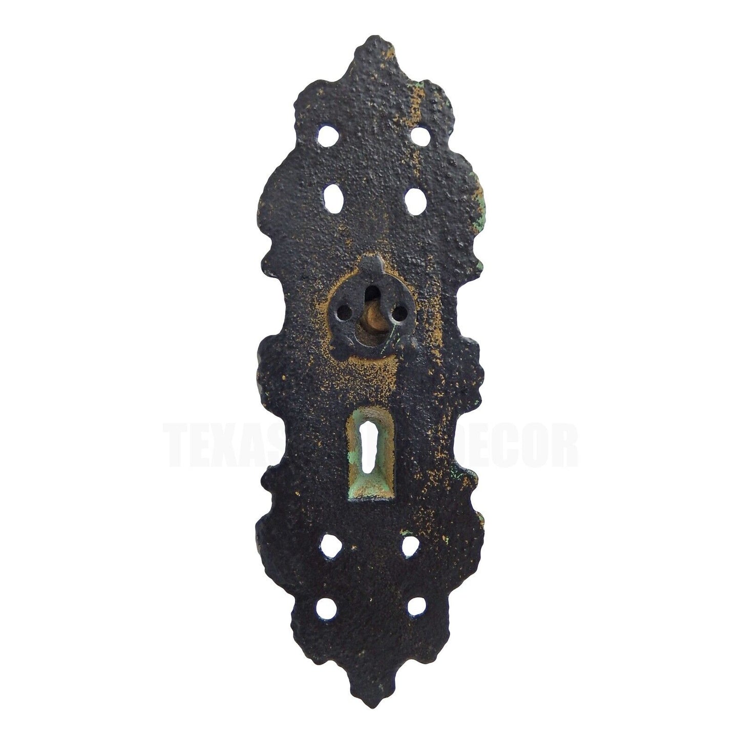 Decorative Ornate Wall Door Knob Plate With Keyhole Cast Iron Antique Green
