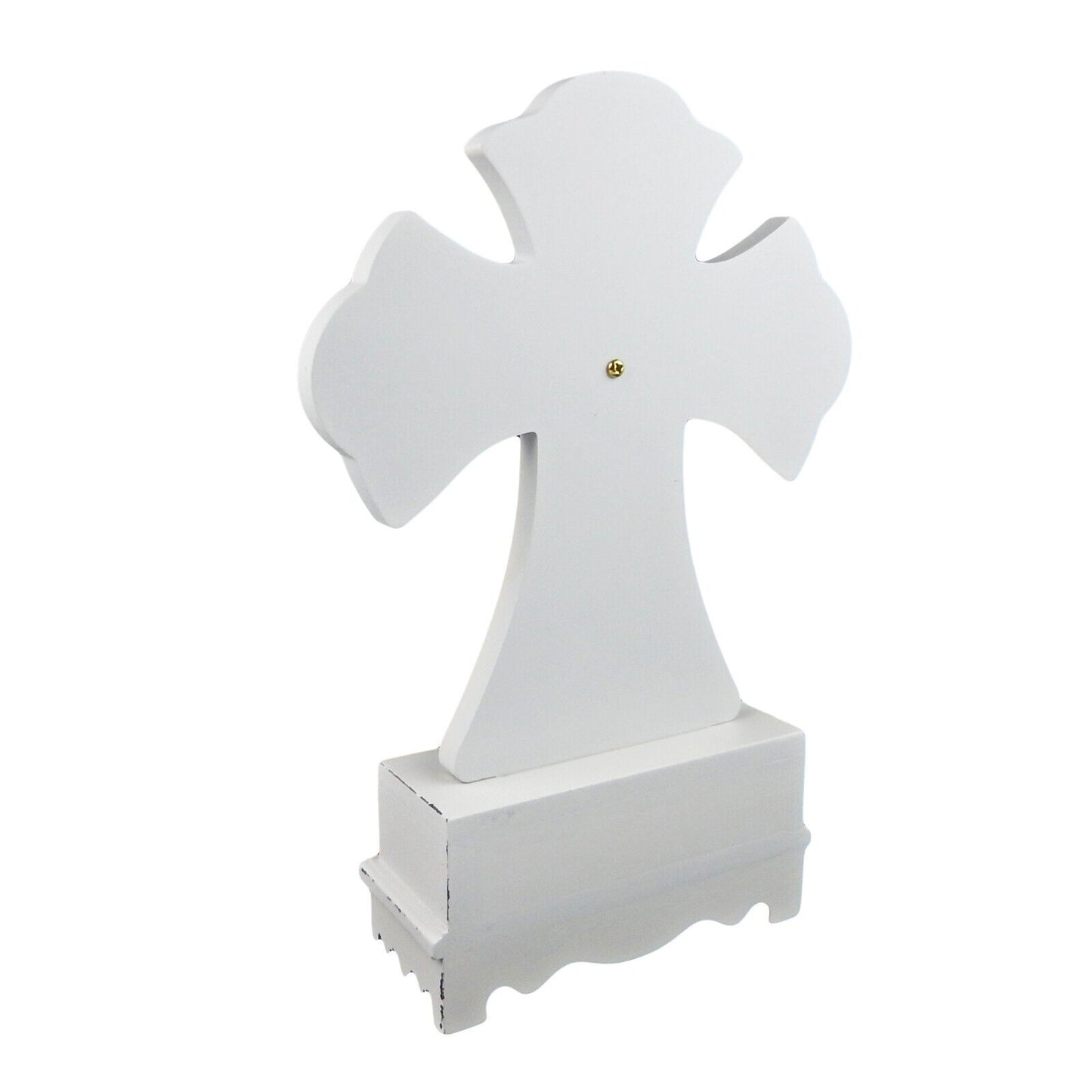 MDF Standing Table Cross With Keepsake Drawer Light Blue Door Plate Knob Accent